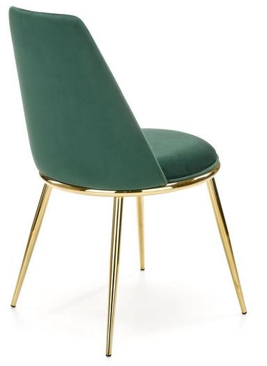 Halmar K460 krzesło do jadalni ciemny zielony, materiał: tkanina - velvet / stal chromowana złoty Halmar K460 krzesło do jadalni ciemny zielony, materiał: tkanina - velvet / stal chromowana złoty