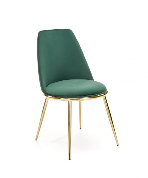 Halmar K460 krzesło do jadalni ciemny zielony, materiał: tkanina - velvet / stal chromowana złoty Halmar K460 krzesło do jadalni ciemny zielony, materiał: tkanina - velvet / stal chromowana złoty