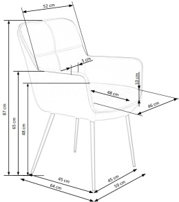 Halmar K463 krzesło do jadalni ciemny zielony, materiał: tkanina - velvet / stal malowana proszkowo