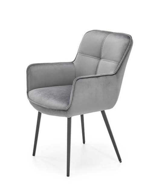 Halmar K463 krzesło do jadalni popiel, materiał: tkanina - velvet / stelaż - czarny, stal malowana proszkowo Halmar K463 krzesło do jadalni popiel, materiał: tkanina - velvet / stelaż - czarny, stal malowana proszkowo