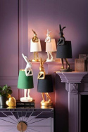 Kare Design KARE lampa stołowa RABBIT złota / czarna - lampka złoty króliczek i czarny klosz, wykonana z polirezyny lakierowanej