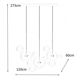 King Home Lampa wisząca CAPRI LINE 3 czarna - 180 LED aluminium klosze szkło transparentny przypomina bańki mydlane