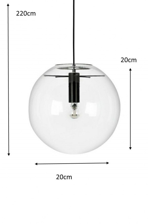 King Home Lampa wisząca sufitowa SANDRA 20 czarna - metal szkło transparentny E27 King Home Lampa wisząca sufitowa SANDRA 20 czarna - metal szkło transparentny E27