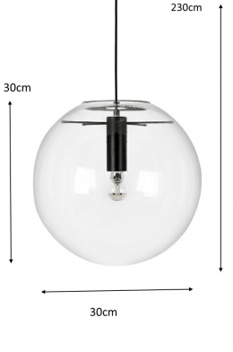 King Home Lampa wisząca sufitowa kula SANDRA 30 - szkło transparentny, metal czarny E27