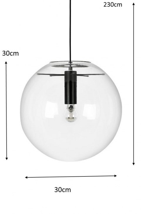 King Home Lampa wisząca sufitowa kula SANDRA 30 - szkło transparentny, metal czarny E27 King Home Lampa wisząca sufitowa kula SANDRA 30 - szkło transparentny, metal czarny E27