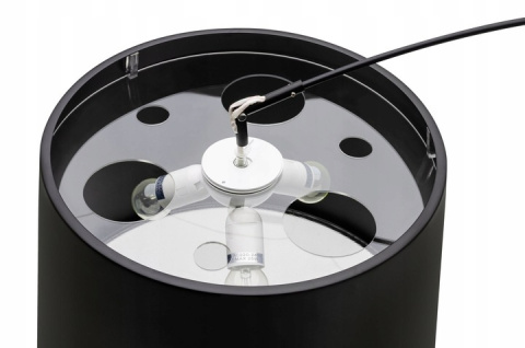 King Home Lampa podłogowa CLEO czarna - włókno szklane, podstawa metal klosz aluminium przesłony mleczny akryl E27 King Home Lampa podłogowa CLEO czarna - włókno szklane, podstawa metal klosz aluminium przesłony mleczny akryl E27