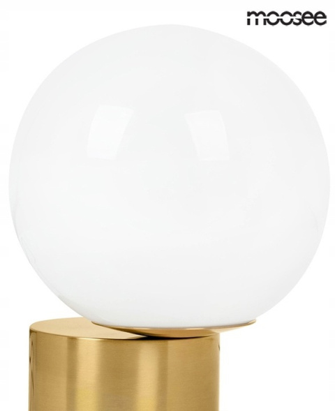 LAMPA STOŁOWA NOCNA BIURKOWA LED PARLA 20 - ZŁOTA podstawa metal szczotkowany, kulisty BIAŁY KLOSZ szkło MOOSEE LAMPA STOŁOWA NOCNA BIURKOWA LED PARLA 20 - ZŁOTA podstawa metal szczotkowany, kulisty BIAŁY KLOSZ szkło MOOSEE