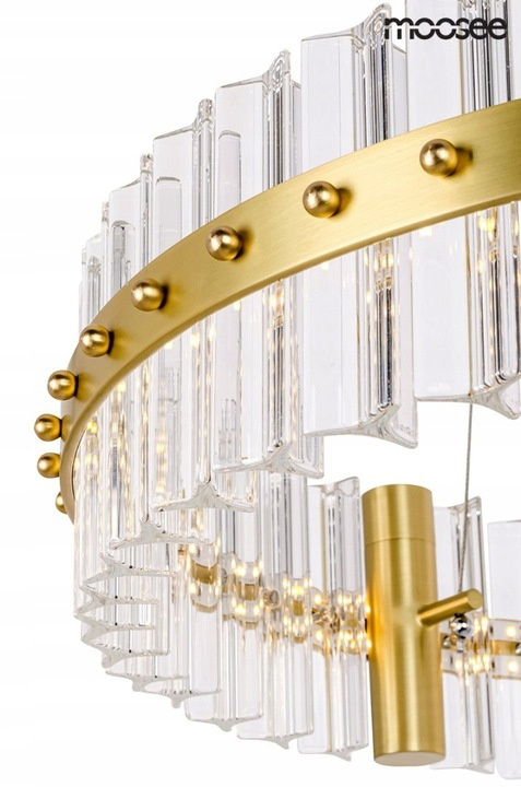 MOOSEE lampa wisząca SATURNUS 47 złota - LED, szkło transparentny stal szczotkowana MOOSEE lampa wisząca SATURNUS 47 złota - LED, szkło transparentny stal szczotkowana