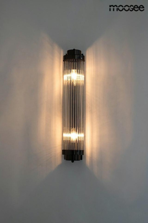 Moosee MOOSEE kinkiet lampa ścienna COLUMN czarna stal szklane klosze transparentny 2 x E14 Moosee MOOSEE kinkiet lampa ścienna COLUMN czarna stal szklane klosze transparentny 2 x E14