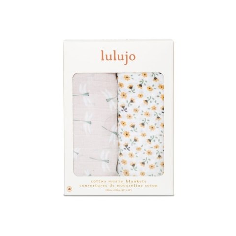 Lulujo Lulujo Boho Kocyk Muślinowy Vintage Floral/Dragonfly 2szt Lulujo Lulujo Boho Kocyk Muślinowy Vintage Floral/Dragonfly 2szt