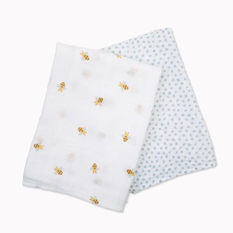 Lulujo Lulujo Boho Kocyk Otulacz Muślinowy Bees/Dots 2szt. Lulujo Lulujo Boho Kocyk Otulacz Muślinowy Bees/Dots 2szt.