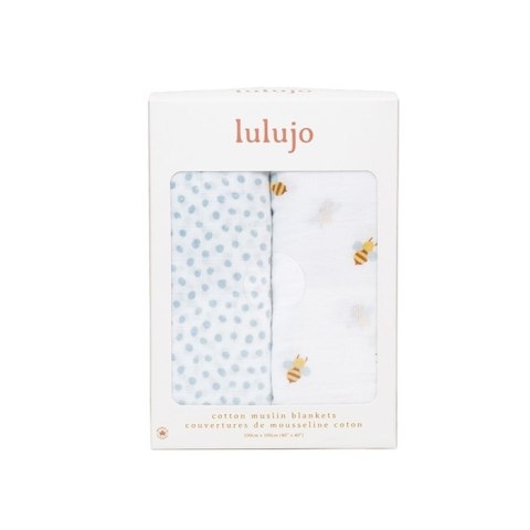 Lulujo Lulujo Boho Kocyk Otulacz Muślinowy Bees/Dots 2szt. Lulujo Lulujo Boho Kocyk Otulacz Muślinowy Bees/Dots 2szt.