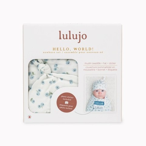 Lulujo Lulujo Zestaw Prezentowy Kocyk + Czapka Blueberries Lulujo Lulujo Zestaw Prezentowy Kocyk + Czapka Blueberries