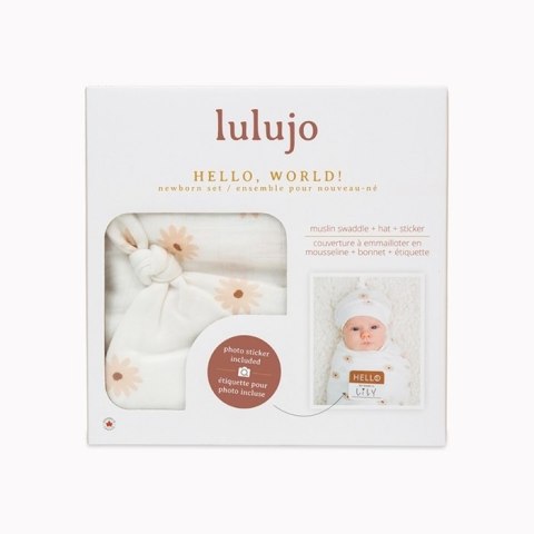 Lulujo Lulujo Zestaw Prezentowy Kocyk + Czapka Daisies Lulujo Lulujo Zestaw Prezentowy Kocyk + Czapka Daisies