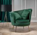 Halmar ALMOND fotel wypoczynkowy ciemny zielony, nogi złoty materiał: tkanina velvet / stal chromowana Halmar ALMOND fotel wypoczynkowy ciemny zielony, nogi złoty materiał: tkanina velvet / stal chromowana