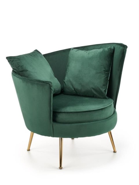 Halmar ALMOND fotel wypoczynkowy ciemny zielony, nogi złoty materiał: tkanina velvet / stal chromowana Halmar ALMOND fotel wypoczynkowy ciemny zielony, nogi złoty materiał: tkanina velvet / stal chromowana