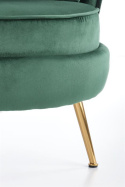 Halmar ALMOND fotel wypoczynkowy ciemny zielony, nogi złoty materiał: tkanina velvet / stal chromowana Halmar ALMOND fotel wypoczynkowy ciemny zielony, nogi złoty materiał: tkanina velvet / stal chromowana