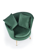 Halmar ALMOND fotel wypoczynkowy ciemny zielony, nogi złoty materiał: tkanina velvet / stal chromowana Halmar ALMOND fotel wypoczynkowy ciemny zielony, nogi złoty materiał: tkanina velvet / stal chromowana