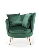 Halmar ALMOND fotel wypoczynkowy ciemny zielony, nogi złoty materiał: tkanina velvet / stal chromowana Halmar ALMOND fotel wypoczynkowy ciemny zielony, nogi złoty materiał: tkanina velvet / stal chromowana