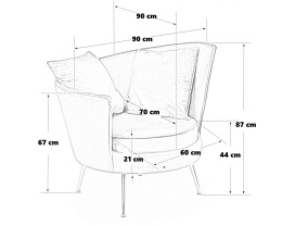 Halmar ALMOND fotel wypoczynkowy czarny, nogi złoty materiał: tkanina velvet / stal chromowana