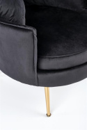 Halmar ALMOND fotel wypoczynkowy czarny, nogi złoty materiał: tkanina velvet / stal chromowana Halmar ALMOND fotel wypoczynkowy czarny, nogi złoty materiał: tkanina velvet / stal chromowana