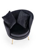 Halmar ALMOND fotel wypoczynkowy czarny, nogi złoty materiał: tkanina velvet / stal chromowana Halmar ALMOND fotel wypoczynkowy czarny, nogi złoty materiał: tkanina velvet / stal chromowana