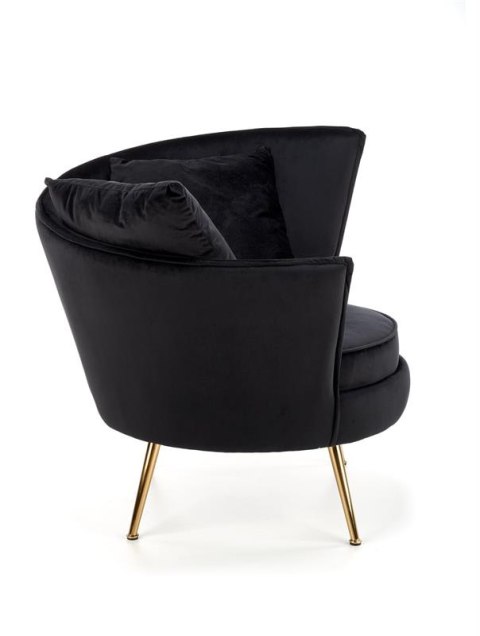 Halmar ALMOND fotel wypoczynkowy czarny, nogi złoty materiał: tkanina velvet / stal chromowana Halmar ALMOND fotel wypoczynkowy czarny, nogi złoty materiał: tkanina velvet / stal chromowana