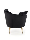 Halmar ALMOND fotel wypoczynkowy czarny, nogi złoty materiał: tkanina velvet / stal chromowana Halmar ALMOND fotel wypoczynkowy czarny, nogi złoty materiał: tkanina velvet / stal chromowana