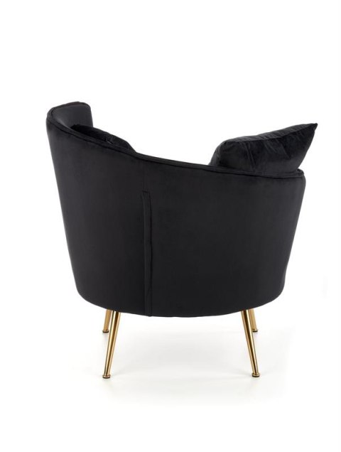 Halmar ALMOND fotel wypoczynkowy czarny, nogi złoty materiał: tkanina velvet / stal chromowana Halmar ALMOND fotel wypoczynkowy czarny, nogi złoty materiał: tkanina velvet / stal chromowana