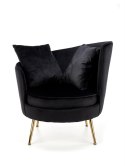 Halmar ALMOND fotel wypoczynkowy czarny, nogi złoty materiał: tkanina velvet / stal chromowana Halmar ALMOND fotel wypoczynkowy czarny, nogi złoty materiał: tkanina velvet / stal chromowana