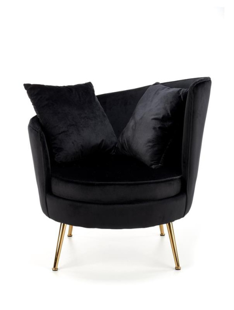 Halmar ALMOND fotel wypoczynkowy czarny, nogi złoty materiał: tkanina velvet / stal chromowana Halmar ALMOND fotel wypoczynkowy czarny, nogi złoty materiał: tkanina velvet / stal chromowana