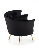 Halmar ALMOND fotel wypoczynkowy czarny, nogi złoty materiał: tkanina velvet / stal chromowana Halmar ALMOND fotel wypoczynkowy czarny, nogi złoty materiał: tkanina velvet / stal chromowana