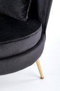 Halmar ALMOND fotel wypoczynkowy czarny, nogi złoty materiał: tkanina velvet / stal chromowana Halmar ALMOND fotel wypoczynkowy czarny, nogi złoty materiał: tkanina velvet / stal chromowana