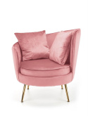 Halmar ALMOND fotel wypoczynkowy różowy, nogi złoty materiał: tkanina velvet / stal chromowana Halmar ALMOND fotel wypoczynkowy różowy, nogi złoty materiał: tkanina velvet / stal chromowana