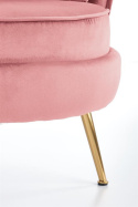 Halmar ALMOND fotel wypoczynkowy różowy, nogi złoty materiał: tkanina velvet / stal chromowana Halmar ALMOND fotel wypoczynkowy różowy, nogi złoty materiał: tkanina velvet / stal chromowana