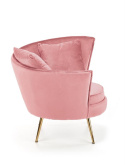 Halmar ALMOND fotel wypoczynkowy różowy, nogi złoty materiał: tkanina velvet / stal chromowana Halmar ALMOND fotel wypoczynkowy różowy, nogi złoty materiał: tkanina velvet / stal chromowana