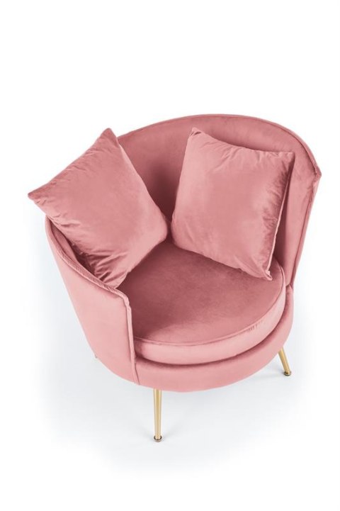 Halmar ALMOND fotel wypoczynkowy różowy, nogi złoty materiał: tkanina velvet / stal chromowana Halmar ALMOND fotel wypoczynkowy różowy, nogi złoty materiał: tkanina velvet / stal chromowana