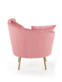 Halmar ALMOND fotel wypoczynkowy różowy, nogi złoty materiał: tkanina velvet / stal chromowana Halmar ALMOND fotel wypoczynkowy różowy, nogi złoty materiał: tkanina velvet / stal chromowana