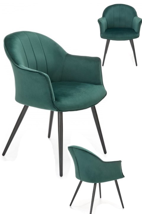 Halmar K468 krzesło do jadalni ciemny zielony, materiał: tkanina - velvet / stal malowana proszkowo Halmar K468 krzesło do jadalni ciemny zielony, materiał: tkanina - velvet / stal malowana proszkowo