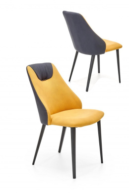 Halmar K470 krzesło do jadalni musztardowy/c.popiel, materiał: tkanina / stal malowana proszkowo
