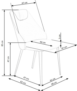 Halmar K470 krzesło do jadalni musztardowy/c.popiel, materiał: tkanina / stal malowana proszkowo