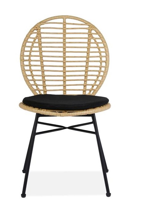 Halmar K472 krzesło do jadalni naturalny/czarny, materiał: tkanina / rattan syntetyczny / stal Halmar K472 krzesło do jadalni naturalny/czarny, materiał: tkanina / rattan syntetyczny / stal