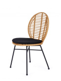 Halmar K472 krzesło do jadalni naturalny/czarny, materiał: tkanina / rattan syntetyczny / stal Halmar K472 krzesło do jadalni naturalny/czarny, materiał: tkanina / rattan syntetyczny / stal