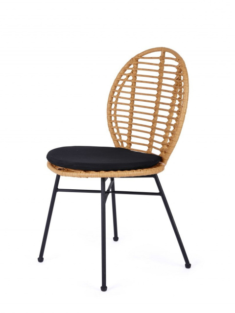 Halmar K472 krzesło do jadalni naturalny/czarny, materiał: tkanina / rattan syntetyczny / stal Halmar K472 krzesło do jadalni naturalny/czarny, materiał: tkanina / rattan syntetyczny / stal