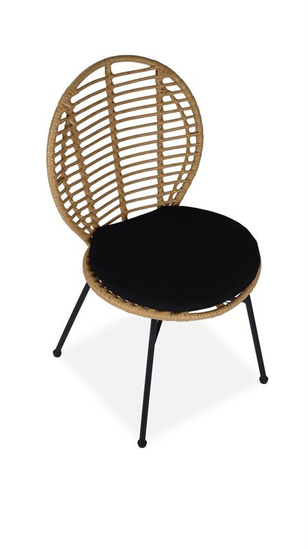 Halmar K472 krzesło do jadalni naturalny/czarny, materiał: tkanina / rattan syntetyczny / stal Halmar K472 krzesło do jadalni naturalny/czarny, materiał: tkanina / rattan syntetyczny / stal