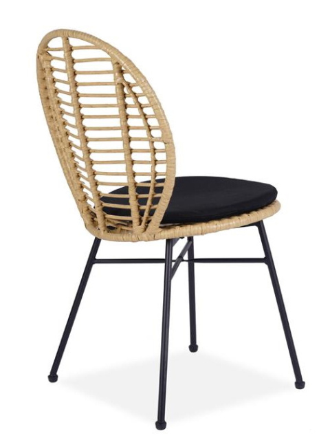 Halmar K472 krzesło do jadalni naturalny/czarny, materiał: tkanina / rattan syntetyczny / stal Halmar K472 krzesło do jadalni naturalny/czarny, materiał: tkanina / rattan syntetyczny / stal