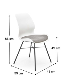 Halmar K488 krzesło do jadalni biały-popielaty, materiał: tkanina / polipropylen / stal malowana proszkowo