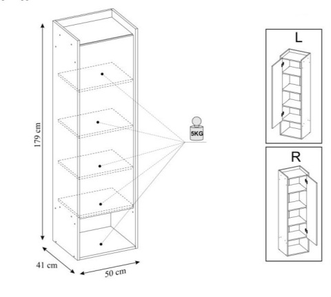 Halmar MOBIUS REGAŁ 1D korpus: hikora naturalna fronty szary przykurzony okleinowana płyta meblowa obrzeża ABS system push-click Halmar MOBIUS REGAŁ 1D korpus: hikora naturalna fronty szary przykurzony okleinowana płyta meblowa obrzeża ABS system push-click