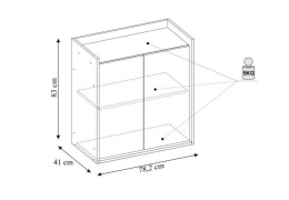 Halmar MOBIUS SZAFKA 2D hikora naturalna, fronty - szary przykurzony okleinowana płyta meblowa obrzeża ABS system push-click