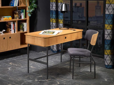 Halmar SMART krzesło do jadalni KR dąb naturalny/czarny - MDF +okleina naturalna, stelaż metalowy czarny stal malowana proszkowo Halmar SMART krzesło do jadalni KR dąb naturalny/czarny - MDF +okleina naturalna, stelaż metalowy czarny stal malowana proszkowo